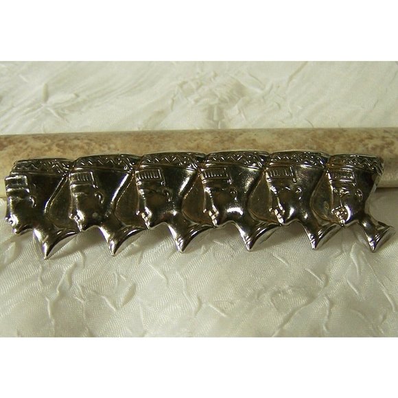 Nefertiti Hair Clip Barrette Silver Tone Signed Philips - Picture 1 of 4